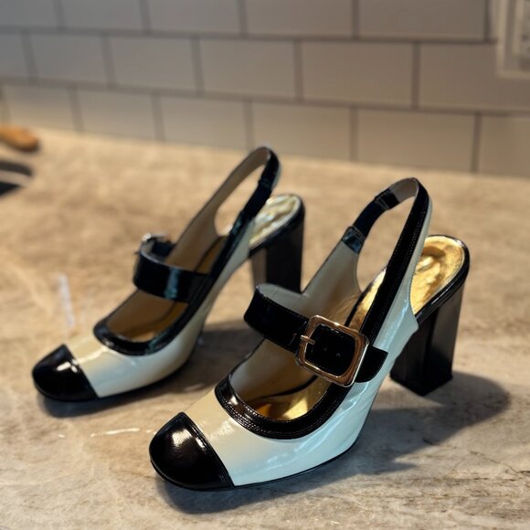 2000s MARC BY MARC JACOBS Black & White Patent Leather Heels 39EU 8.5 US Italy - Picture 7 of 8